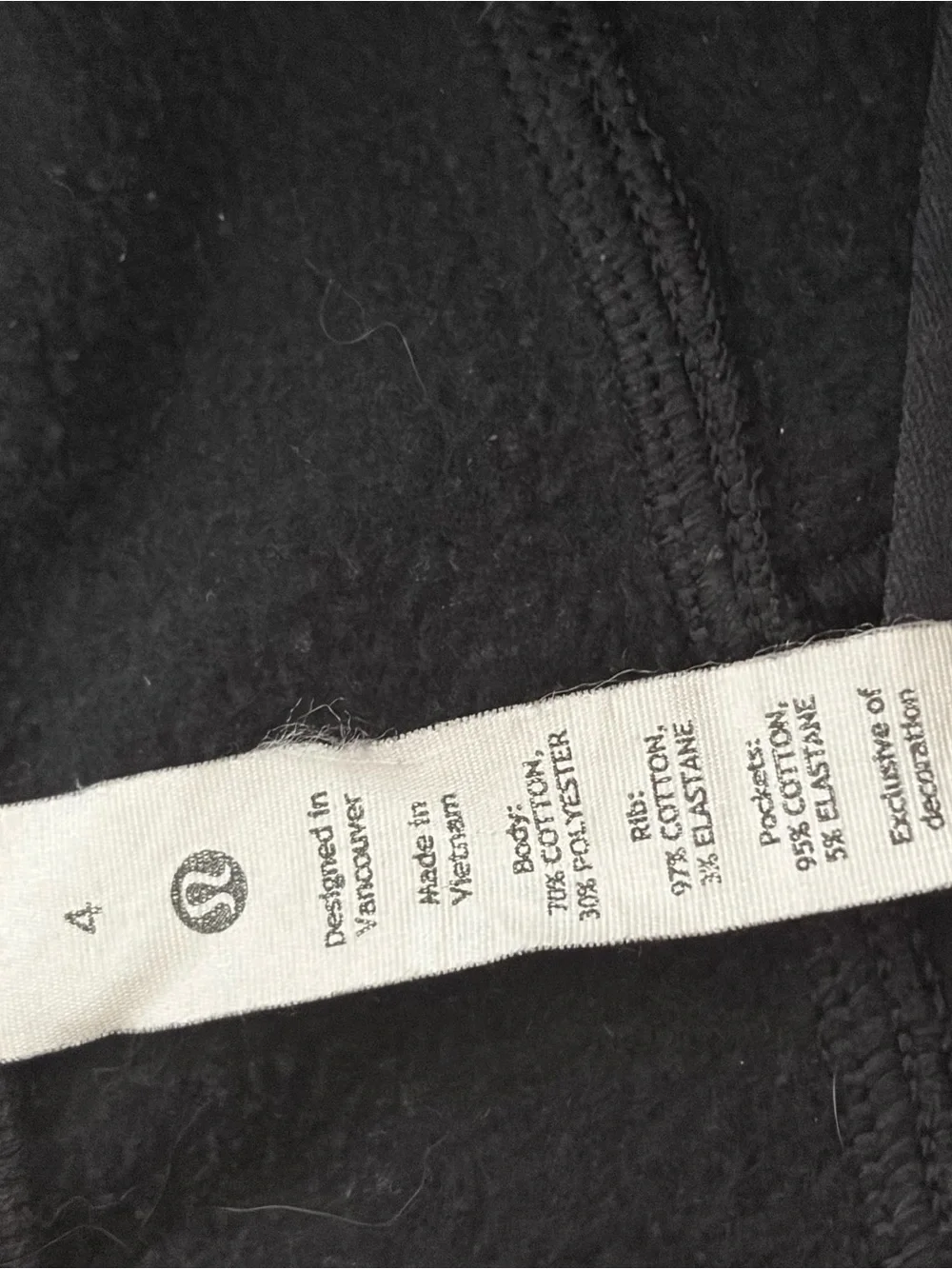 lululemon athletica Black Jogger Sweatpants with Blue Badge